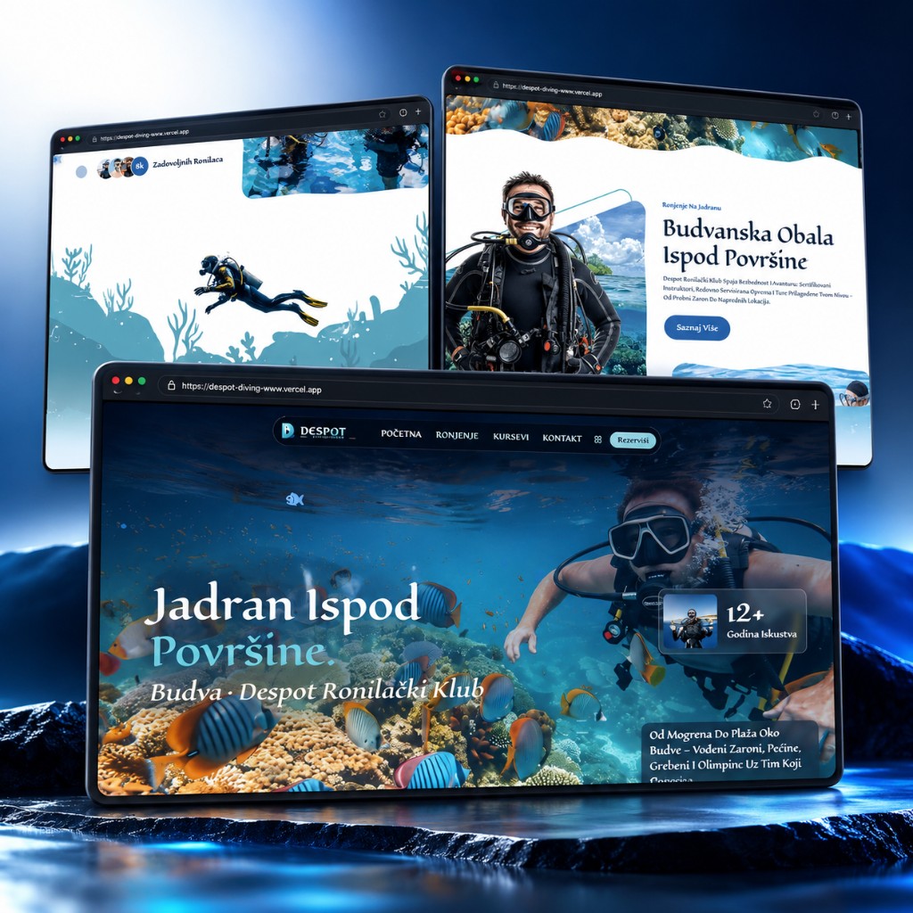 Despot Diving — diving club website for Budva, Montenegro