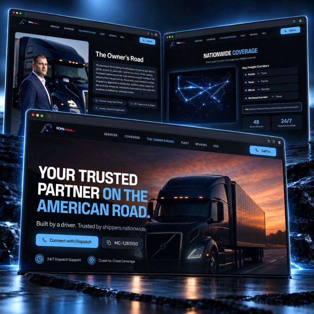 Roma Trans Inc — trucking company website showcase